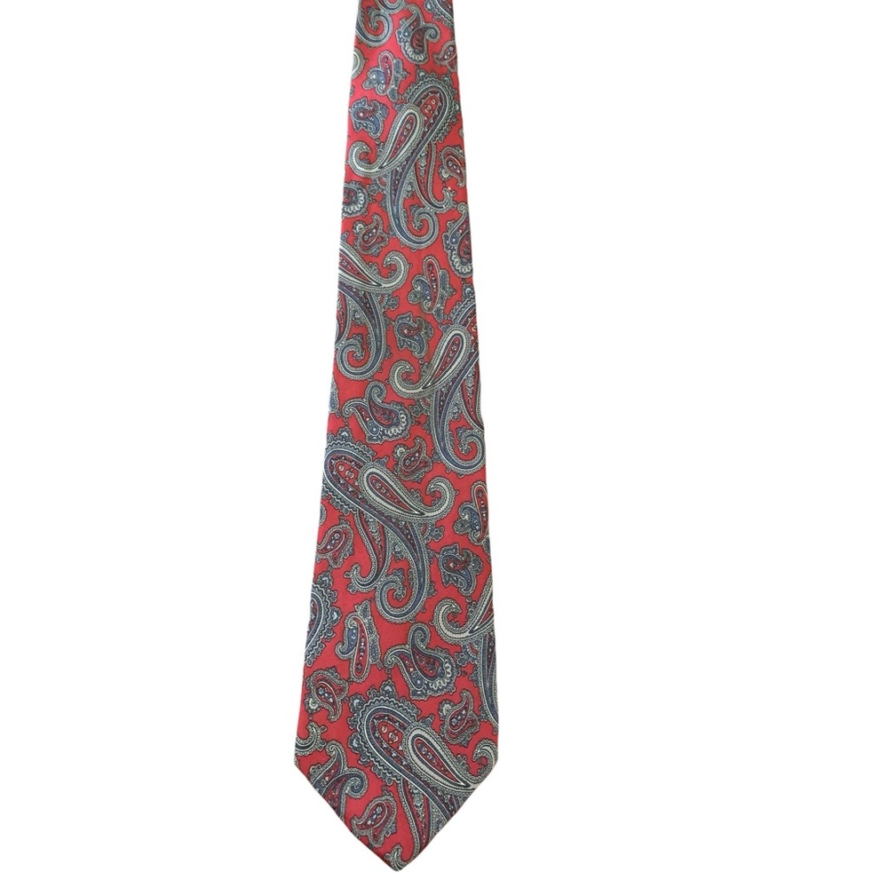 Marc Jeffries vintage silk tie.  Red with paisley print.  Excellent condition